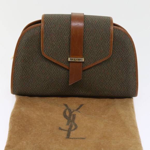 SAINT LAURENT Clutch Bag PVC Leather Brown Auth ar10315 - Picture 12 of 16